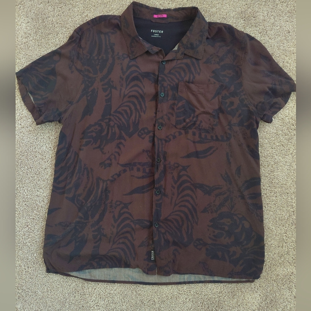 Foster Men's Brown and Black Casual Shirt